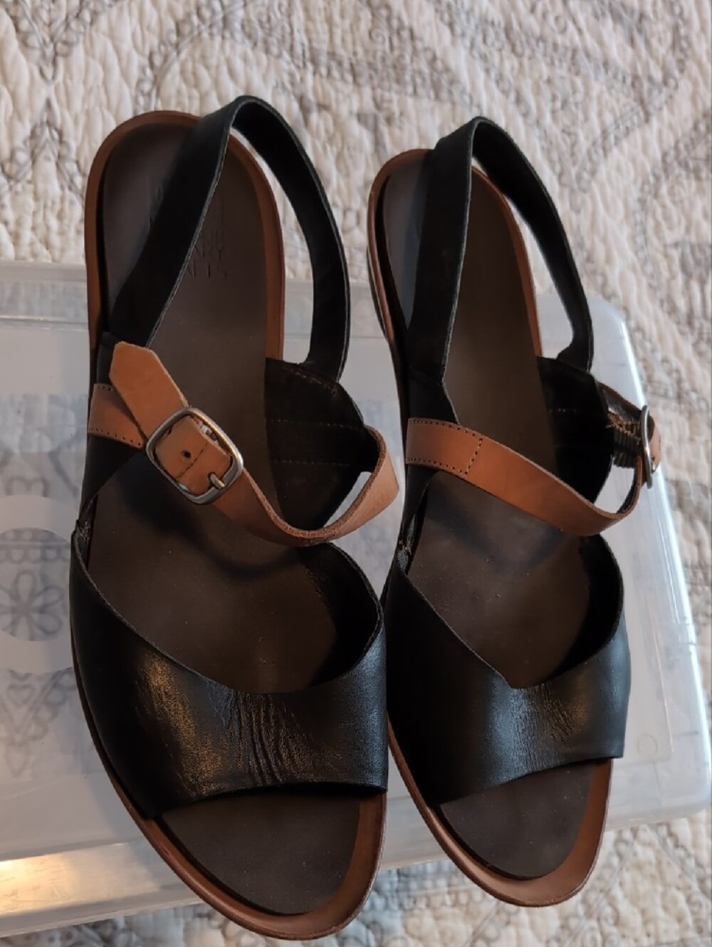 Camper Women's Black and Brown Leather Slingback Sandals - Picture 3 of 4